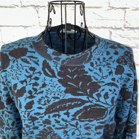 Ann Taylor Teal with Black Paisley print Sweater - Picture 1 of 6